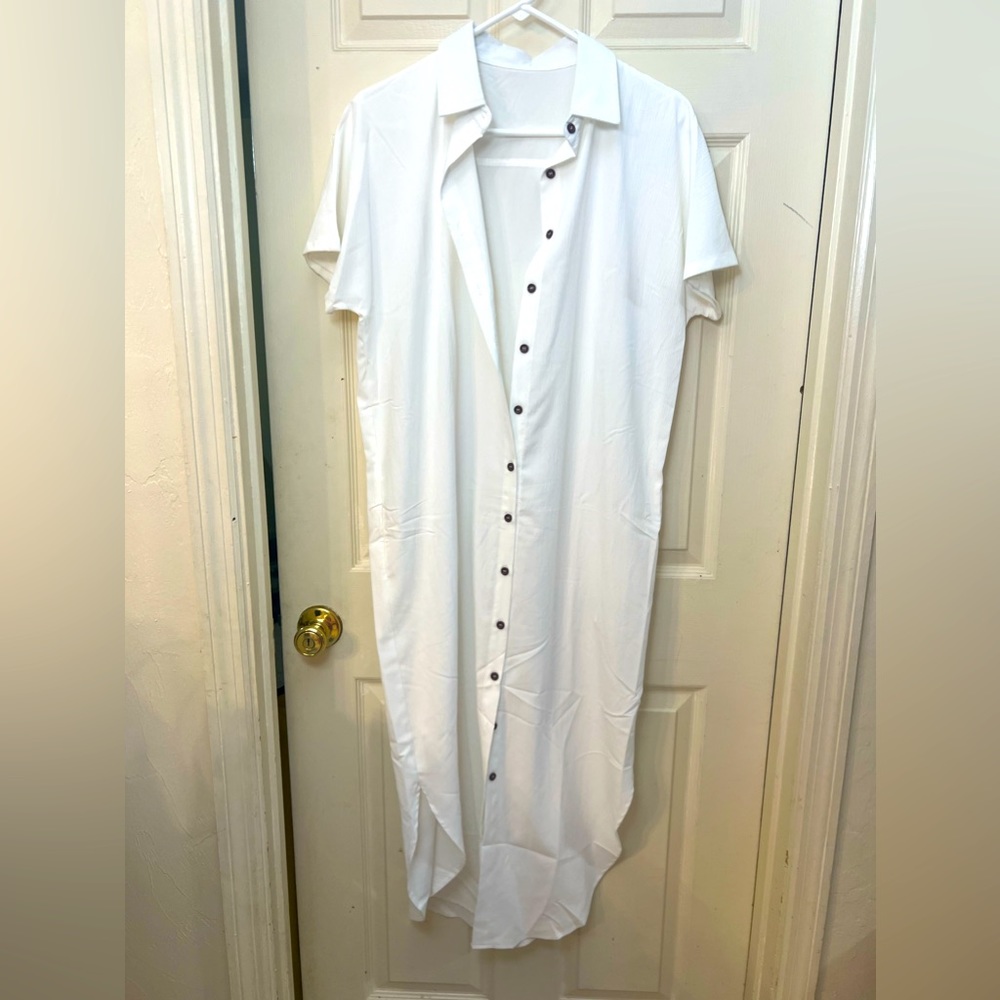 White collar button down dress/cover up